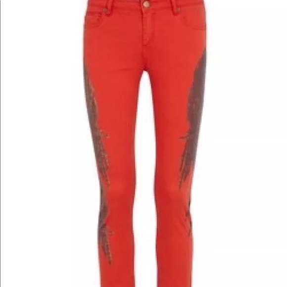 HAUTE HIPPIE RED DENIM SKINNY JEANS PANTS - Picture 3 of 8